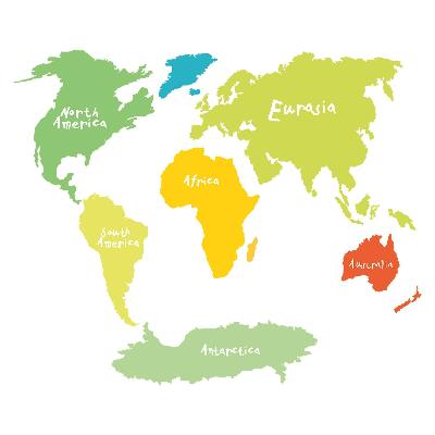 Autocolant de perete 100x145 Ilustrație grafică pastel continent hartă