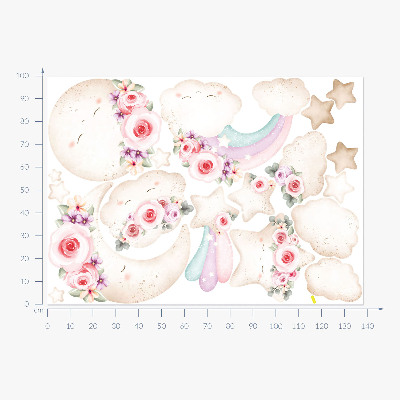 Autocolant de perete 100x138 Cer floral în stil boho acuarelă