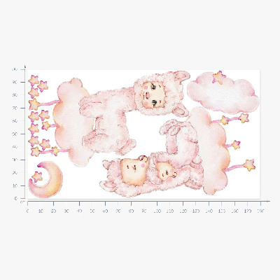 Autocolant perete 100x180 Pastel de oaie pe nori și stele