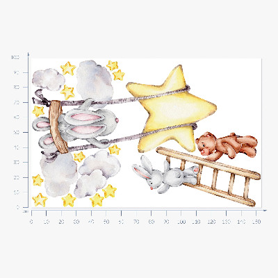 Autocolant pentru perete 100x154 Animale și nori în acuarelă pastel