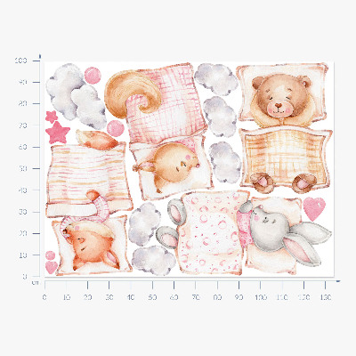 Autocolant pentru perete 100x135 Animale adorabile în stil acuarelă pastel