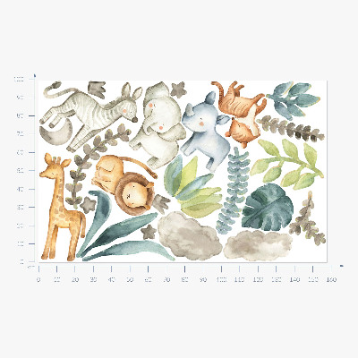Autocolant perete 100x158 Animale adorabile în stil boho pastel