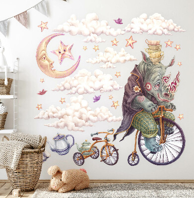 Autocolant de perete 100x128 Lumea pastelată a animalelor sub formă de desene animate
