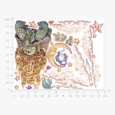 Autocolant pentru perete 100x128 Animale într-o estetică pastelată de desene animate