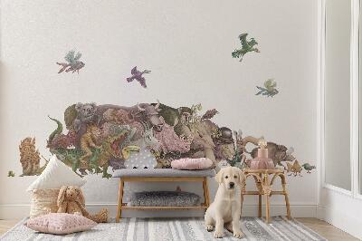 Autocolant de perete 100x173 Animale magice în grafică pastel