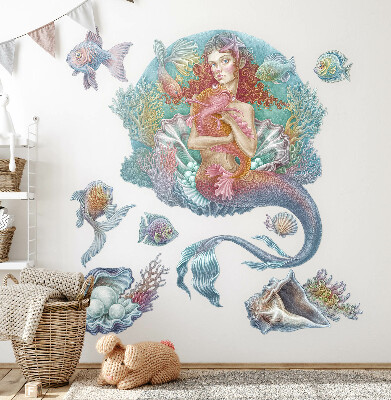 Autocolant perete 100x99 Sirenă în stil subacvatic pastel