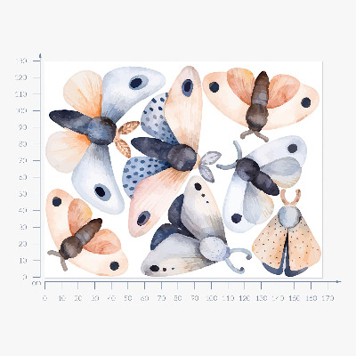 Autocolant de perete 130x167 Molii pastelate în stil boho cu insecte colorate