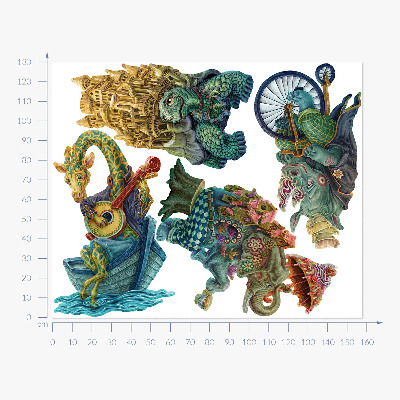 Autocolant pentru perete 130x158 Animale în stil magic de desene animate