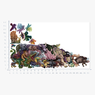Autocolant perete 130x225 Animale din desene animate din lumea magică