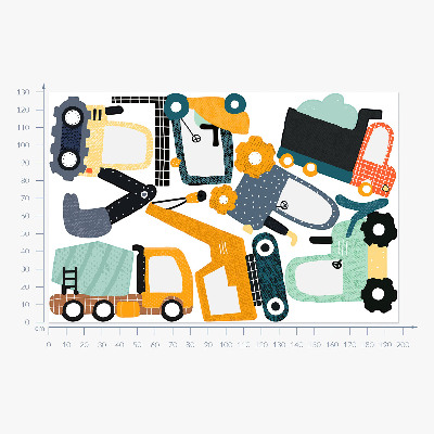 Autocolant de perete 130x197 Vehicule pentru muncitori in culori de constructie