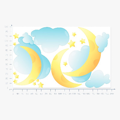 Autocolant pentru perete 130x208 Cer de noapte cu luna subtile si stele