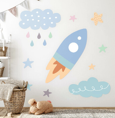 Autocolant de perete 130x217 Vise pastel spațiale cu stele și nori