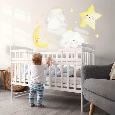 Autocolant pentru perete 130x236 Nori de noapte cu stele în pasteluri