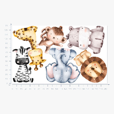 Autocolant perete 130x214 Animale de safari într-o estetică pastelată drăguță