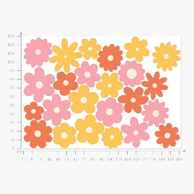 Autocolant pentru perete 130x182 Accente florale pastel intr-o varianta vesela
