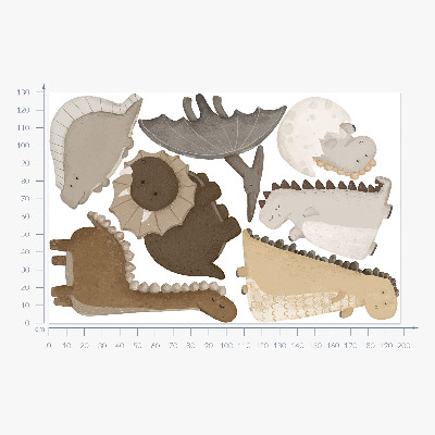 Autocolant de perete 130x198 Dinozauri drăguți pastel în stil boho