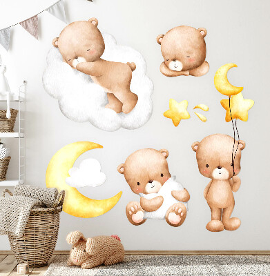 Autocolant pentru perete 130x205 Ursuleți adorabili în nori și stele