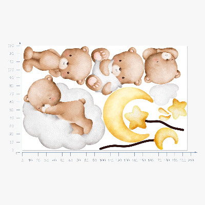 Autocolant pentru perete 130x205 Ursuleți adorabili în nori și stele