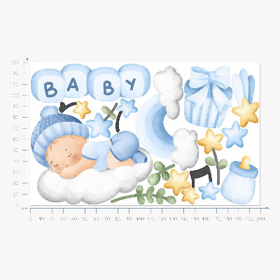 Autocolant perete 130x209 Decoratiuni in acuarela pastel pentru un baiat