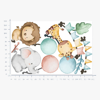 Autocolant pentru perete 130x199 Animale drăguțe pastel cu baloane boho