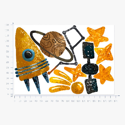 Autocolant pentru perete 130x187 Ilustrații cu rachete ale planetelor și stelelor din spațiu