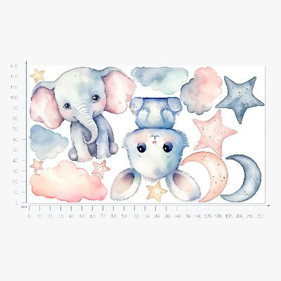 Autocolant pentru perete 130x224 Animale drăguțe pe cerul nopții pastelate