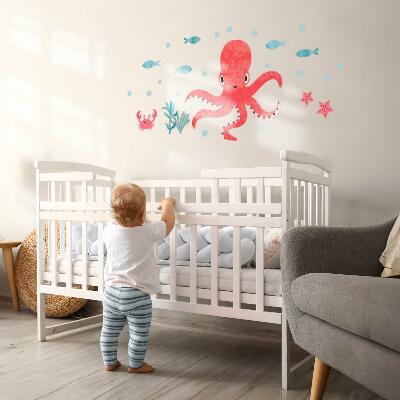 Autocolant de perete 130x138 Caracatiță în stil acuarelă pastel