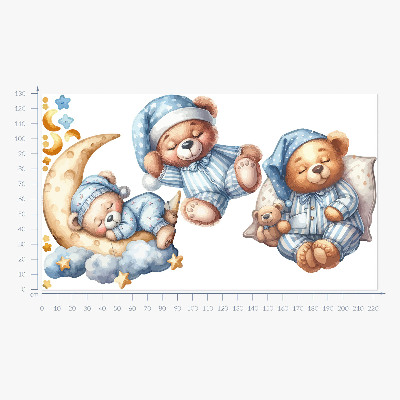 Autocolant perete 130x223 Ursuleți de pluș în spațiu acuarelă cer pastel