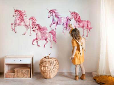 Autocolant pentru perete 130x189 Cai pastel și unicorni în acuarelă