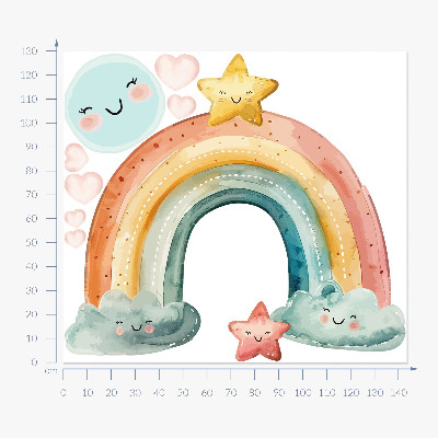 Autocolant de perete 130x143 Curcubeu pastel cu stele în natură