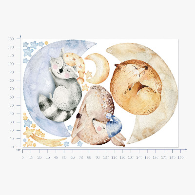 Autocolant pentru perete 130x187 Animale pastelate din pădure în spațiul de acuarelă