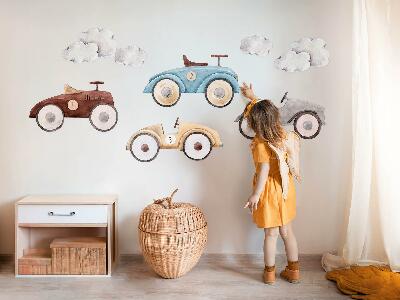 Autocolant perete 130x204 Mașini pastelate și nori subtili de acuarelă