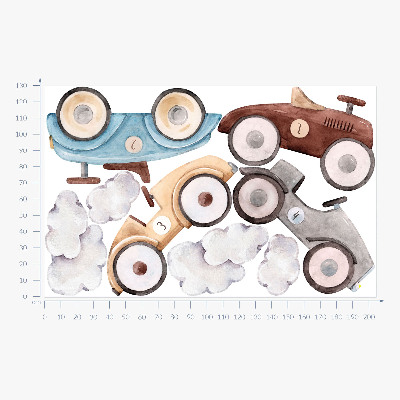 Autocolant perete 130x204 Mașini pastelate și nori subtili de acuarelă