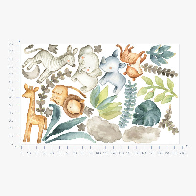 Autocolant perete 130x206 Animale adorabile în stil boho pastel