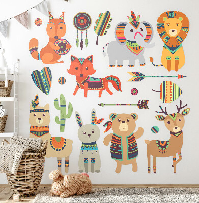 Autocolant pentru perete 130x157 Ilustrații pastel cu animale boho