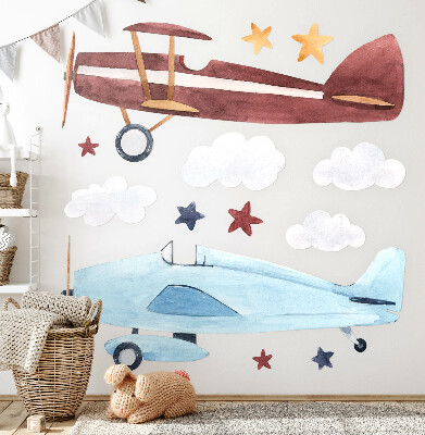 Autocolant perete 130x161 Două avioane în nori de acuarelă pastel