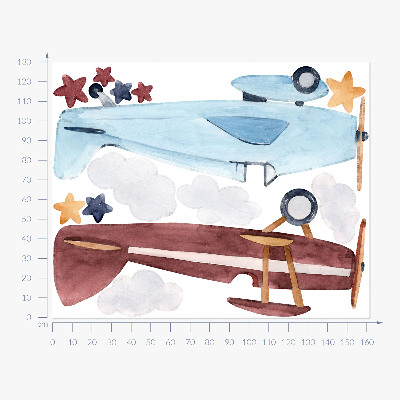 Autocolant perete 130x161 Două avioane în nori de acuarelă pastel