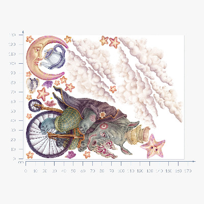 Autocolant de perete 130x166 Lumea pastelată a animalelor sub formă de desene animate