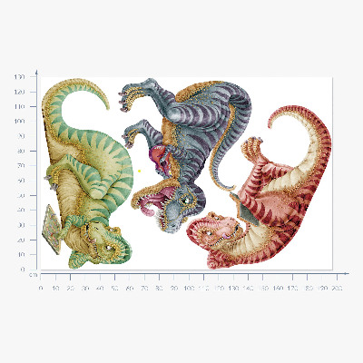 Autocolant pentru perete 130x197 Dinozauri colorați într-un stil pastel de desene animate