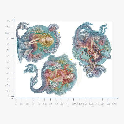 Autocolant perete 130x166 Basme subacvatice cu mici sirene in pastel