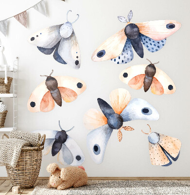 Autocolant de perete 80x103 Molii pastelate în stil boho cu insecte colorate