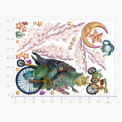 Autocolant perete 80x107 Regatul animal fermecat într-un stil de desene animate