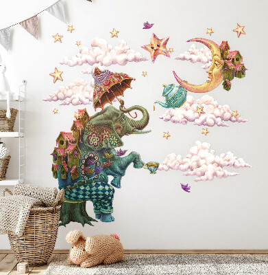 Autocolant perete 80x106 Animale în stil de zână de desene animate