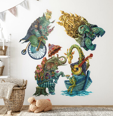 Autocolant pentru perete 80x97 Animale în stil magic de desene animate