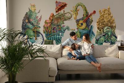 Autocolant pentru perete 80x97 Animale în stil magic de desene animate
