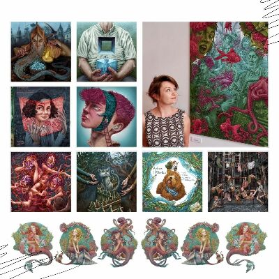 Autocolant de perete 80x119 Dinozaur roșu cu desene și vegetație