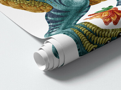 Autocolant perete 80x119 Dinozaur de desene animate muzicale cu instrumente