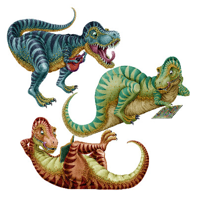Autocolant de perete 80x120 Dinozauri într-o versiune vesela de desene animate