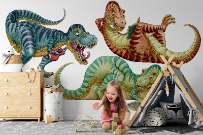 Autocolant de perete 80x120 Dinozauri într-o versiune vesela de desene animate
