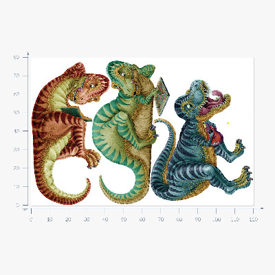 Autocolant de perete 80x120 Dinozauri într-o versiune vesela de desene animate
